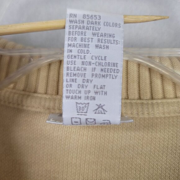 Koret Embroidered Beige Long Sleeve Top Size S With Shoulder Pads New Grannycore - Picture 6 of 10